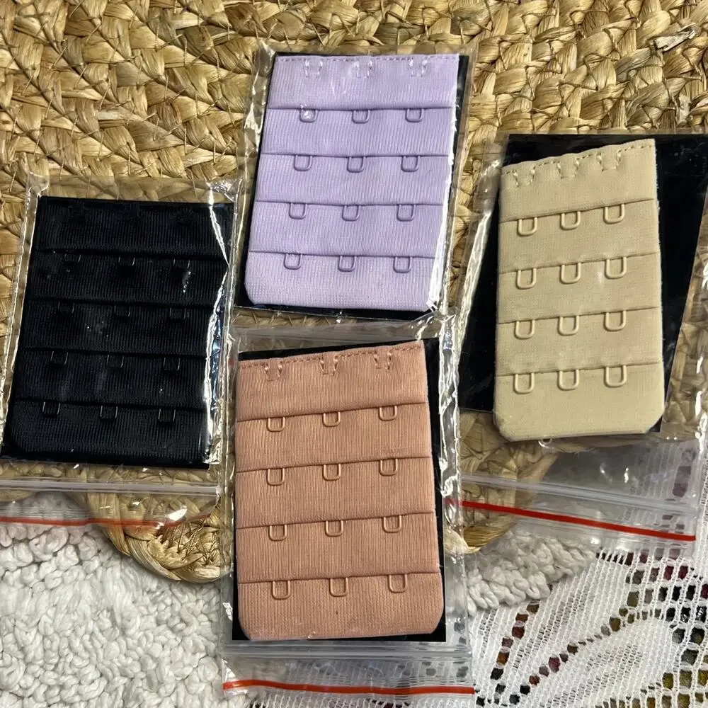 Shapermint Truekind 3 Hook 4 Row Bra Extender Beige Black Lavender Peach Set/4